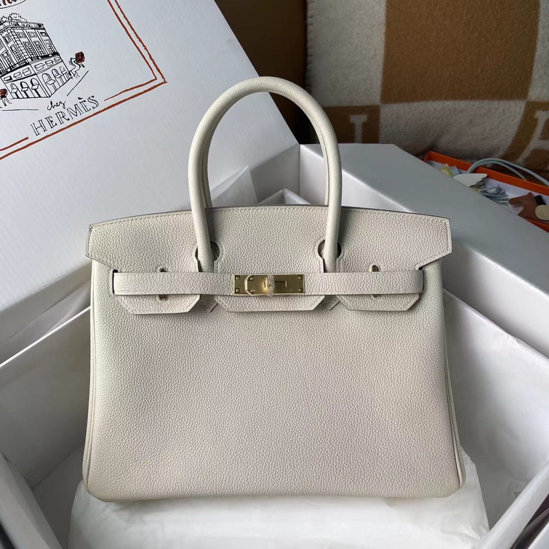 Hermes Birkin 30CM Togo Leather Handbag White